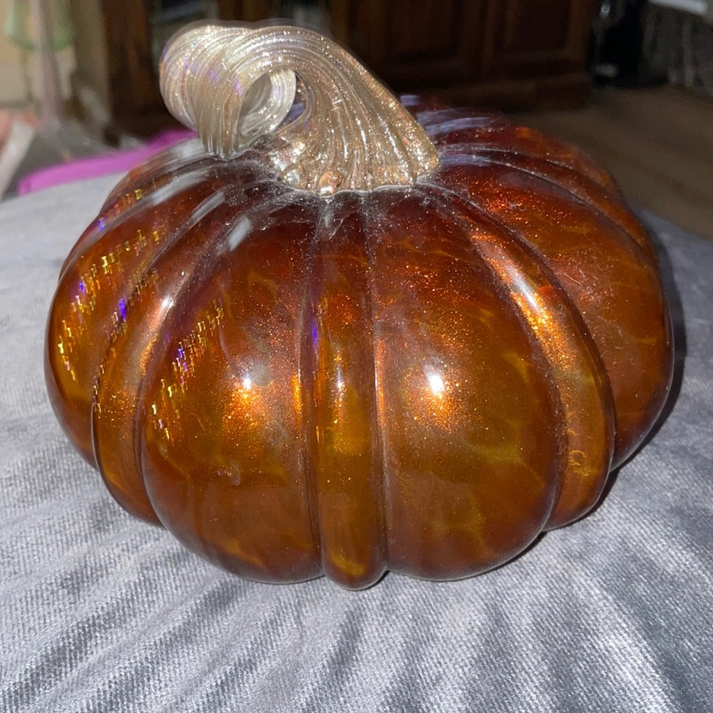 Blown Glass Light Up Pumpkin